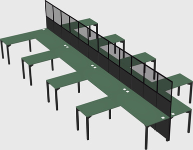 Shared l-shape cubicle