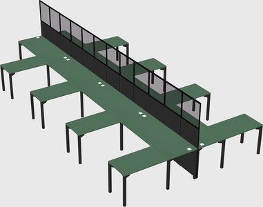 Shared l-shape cubicle