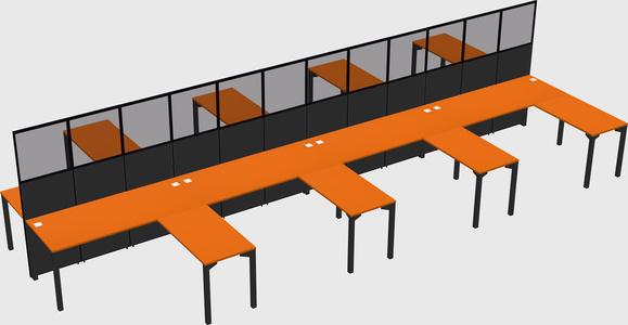 Shared l-shape cubicle