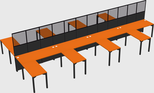 Shared l-shape cubicle