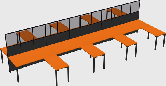 Shared l-shape cubicle
