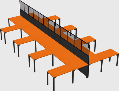 Shared l-shape cubicle