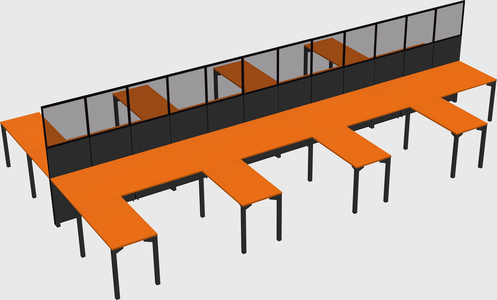 Shared l-shape cubicle