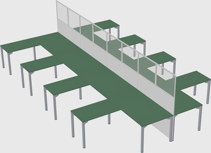 Shared l-shape cubicle
