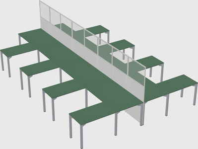 Shared l-shape cubicle