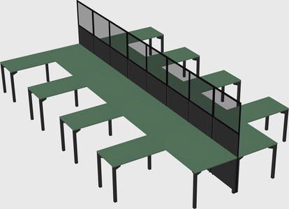 Shared l-shape cubicle