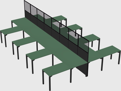 Shared l-shape cubicle