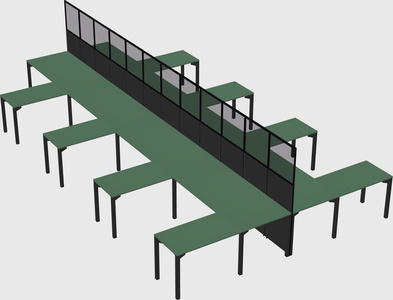 Shared l-shape cubicle