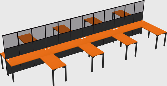 Shared l-shape cubicle