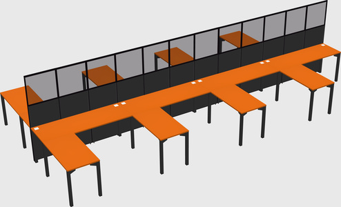 Shared l-shape cubicle