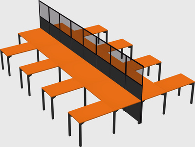 Shared l-shape cubicle