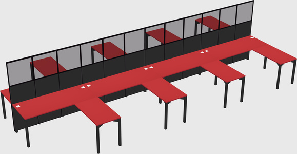 Shared l-shape cubicle