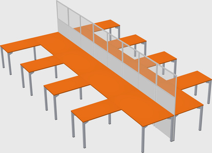 Shared l-shape cubicle