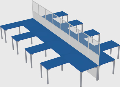 Shared l-shape cubicle