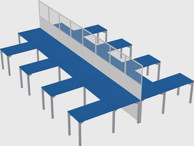 Shared l-shape cubicle