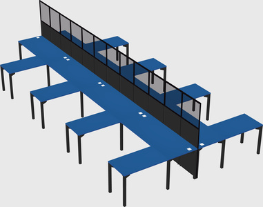 Shared l-shape cubicle