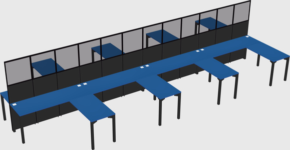 Shared l-shape cubicle