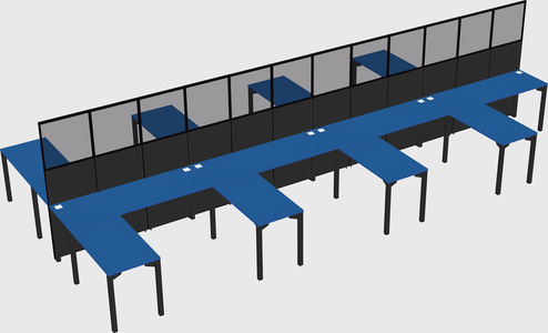 Shared l-shape cubicle