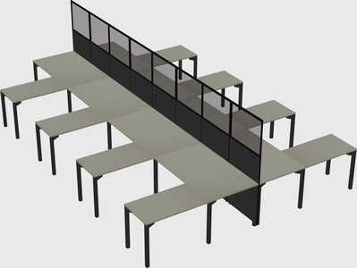 Shared l-shape cubicle