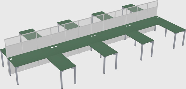Shared l-shape cubicle