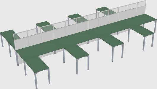 Shared l-shape cubicle