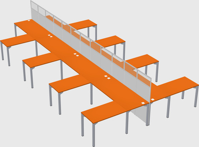 Shared l-shape cubicle
