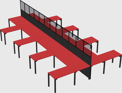 Shared l-shape cubicle