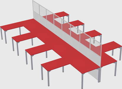 Shared l-shape cubicle