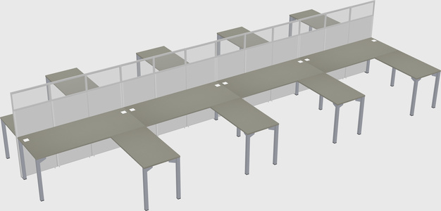 Shared l-shape cubicle