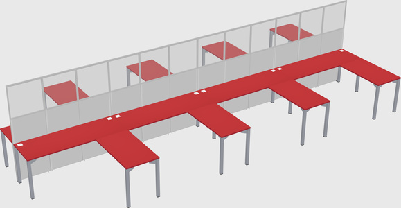 Shared l-shape cubicle