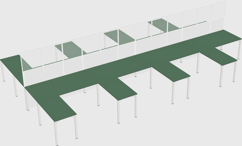 Shared l-shape cubicle