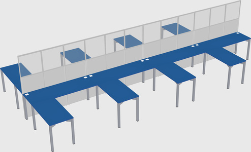 Shared l-shape cubicle