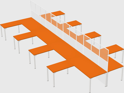 Shared l-shape cubicle