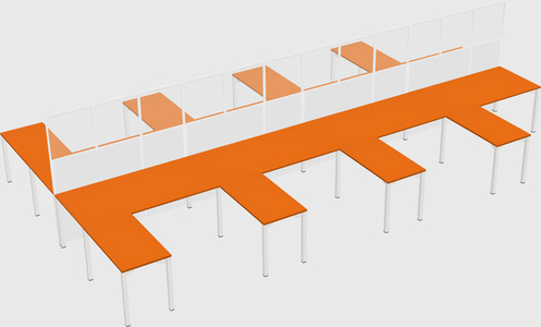 Shared l-shape cubicle