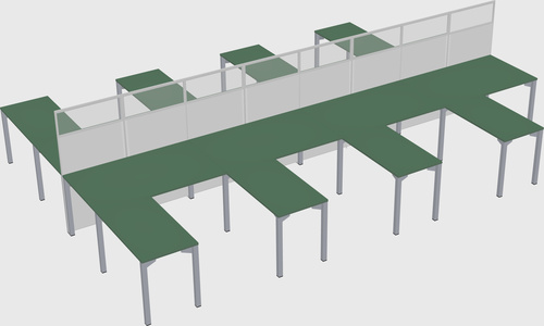 Shared l-shape cubicle