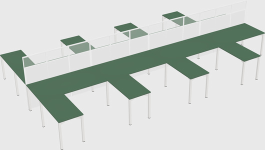 Shared l-shape cubicle