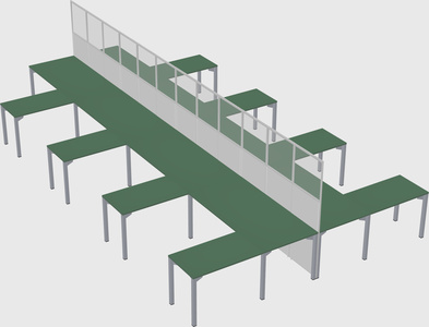 Shared l-shape cubicle