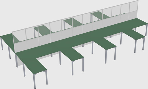 Shared l-shape cubicle