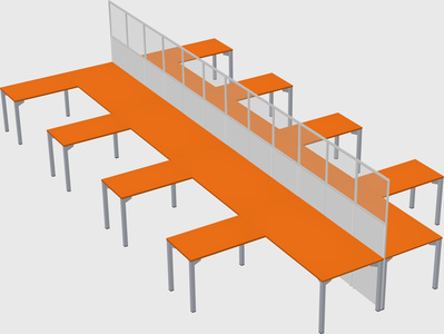 Shared l-shape cubicle