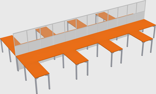 Shared l-shape cubicle
