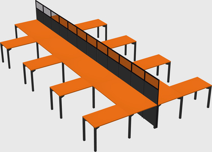 Shared l-shape cubicle