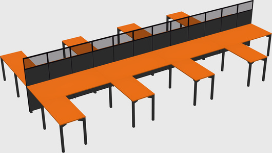 Shared l-shape cubicle