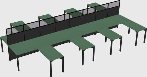 Shared l-shape cubicle