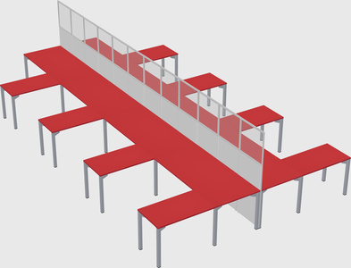 Shared l-shape cubicle