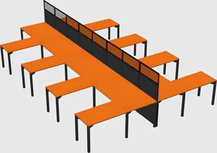 Shared l-shape cubicle