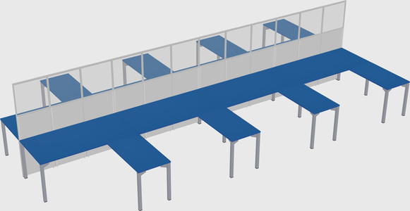 Shared l-shape cubicle
