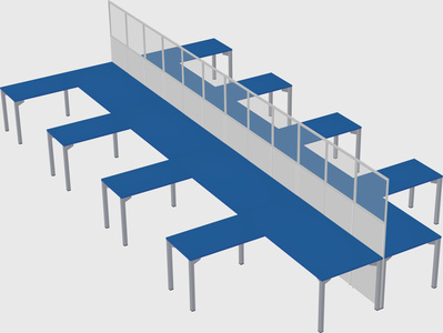 Shared l-shape cubicle