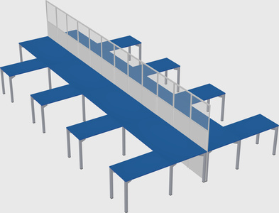 Shared l-shape cubicle