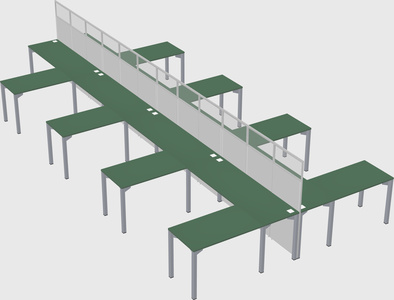 Shared l-shape cubicle