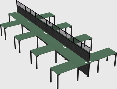 Shared l-shape cubicle